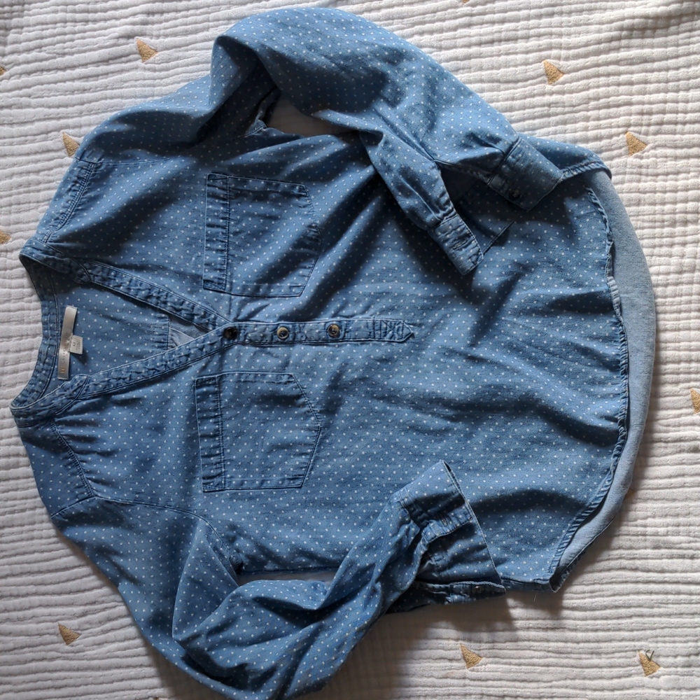 Lauren Conrad polkadot denim top